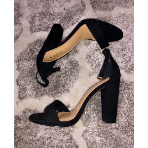 Faux Suede Block Heeled Sandals